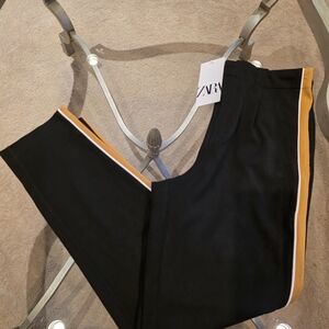 Zara Black Pants with Orange Stripe